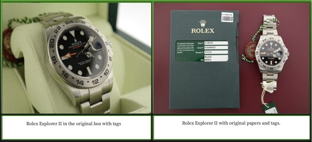 Rolex Box and Papers Example