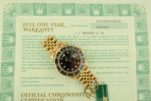 Vintage Rolex GMT Master II 16758 Black Dial Jubilee Band Box & Papers Year 1984
