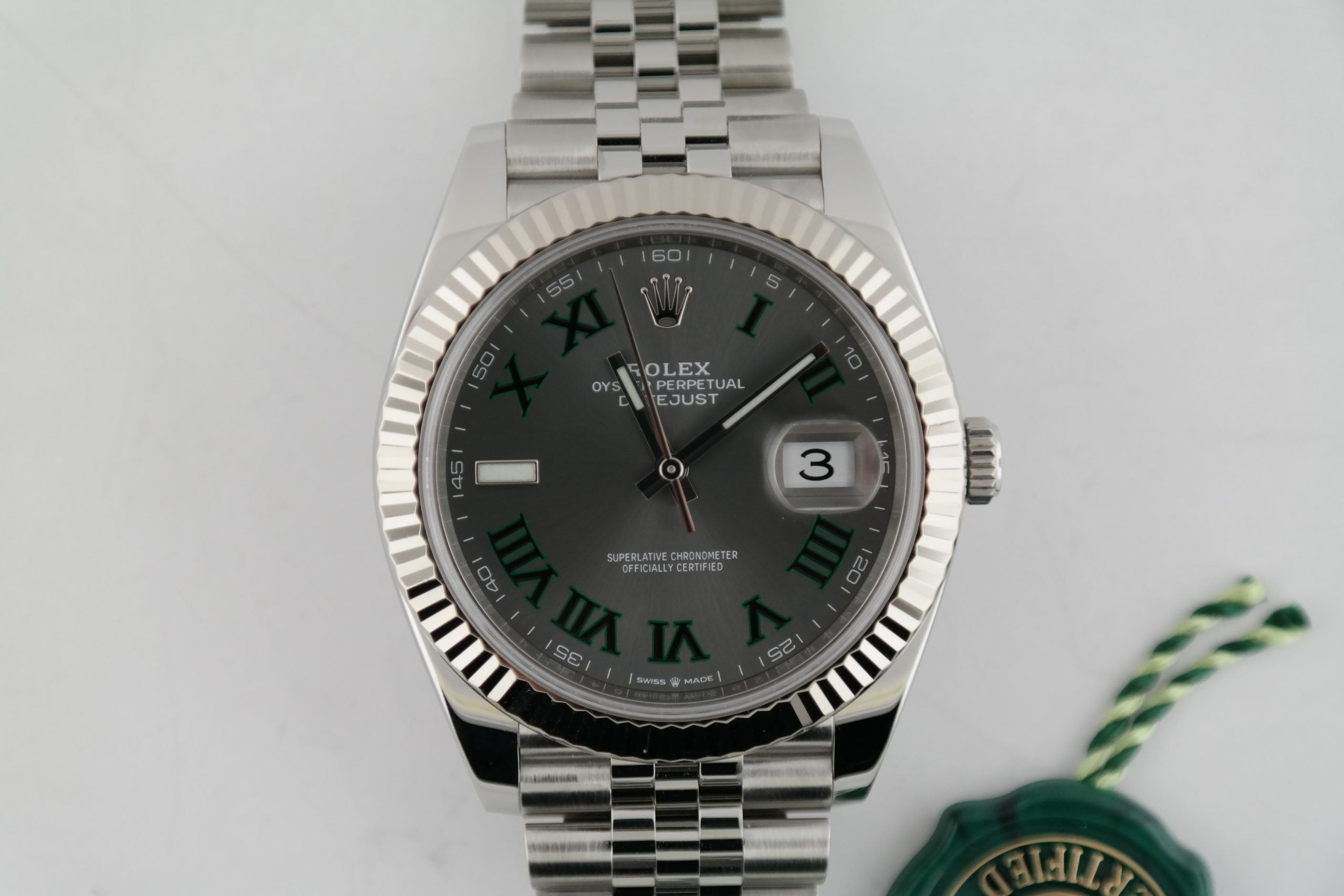 Rolex Datejust 41 Slate Grey Wimbledon Dial Jubilee Band Estate Watch And Jewelry Buyers Houston Ace Watch Company