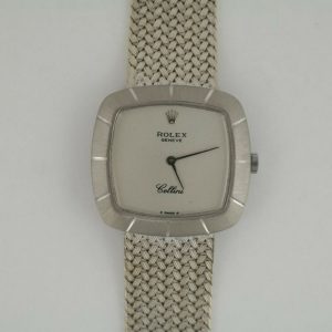 Vintage Rolex Cellini 3880 18K White Gold Silver Dial Mesh Band Manual