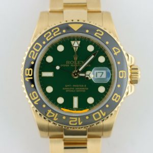 Rolex GMT-Master II 116718 Green Anniversary Dial 18K Yellow Gold Oyster Band Circa 2008