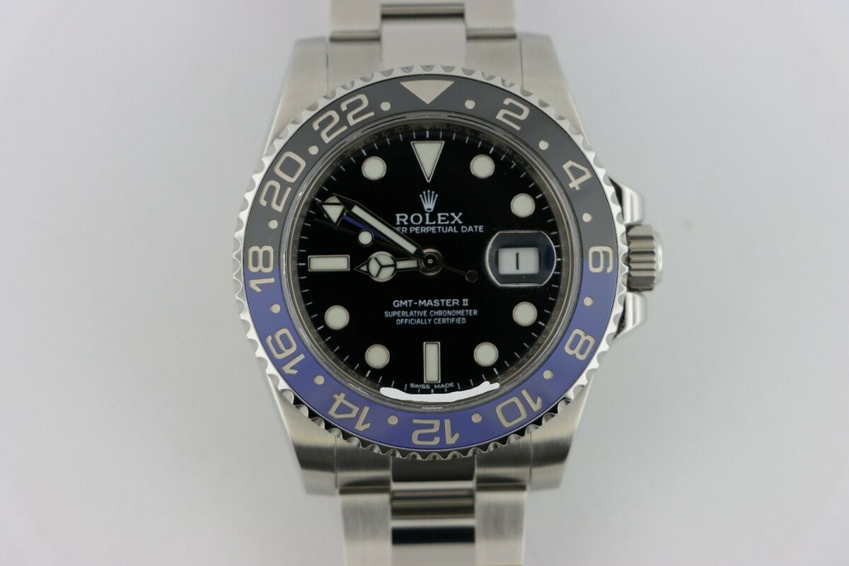 Rolex GMT-Master II 116710BLNR Blue & Black Ceramic Bezel “Batman” Oyster  Band – Estate Watch and Jewelry Buyers Houston Ace Watch Company