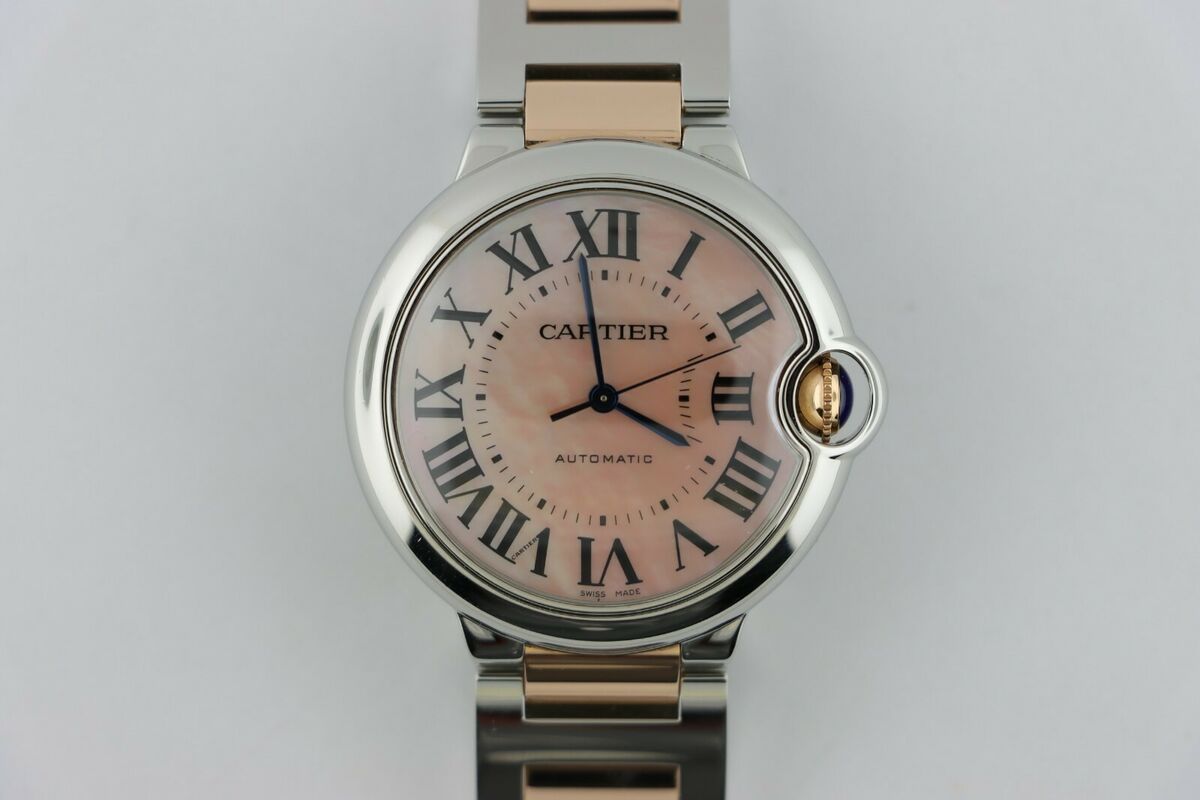 Cartier Ballon Bleu 3284 Pink Mother of Pearl Dial Two-Tone Rose Gold 36mm  7612456621161 – Estate Watch and Jewelry Buyers Houston Ace Watch Company