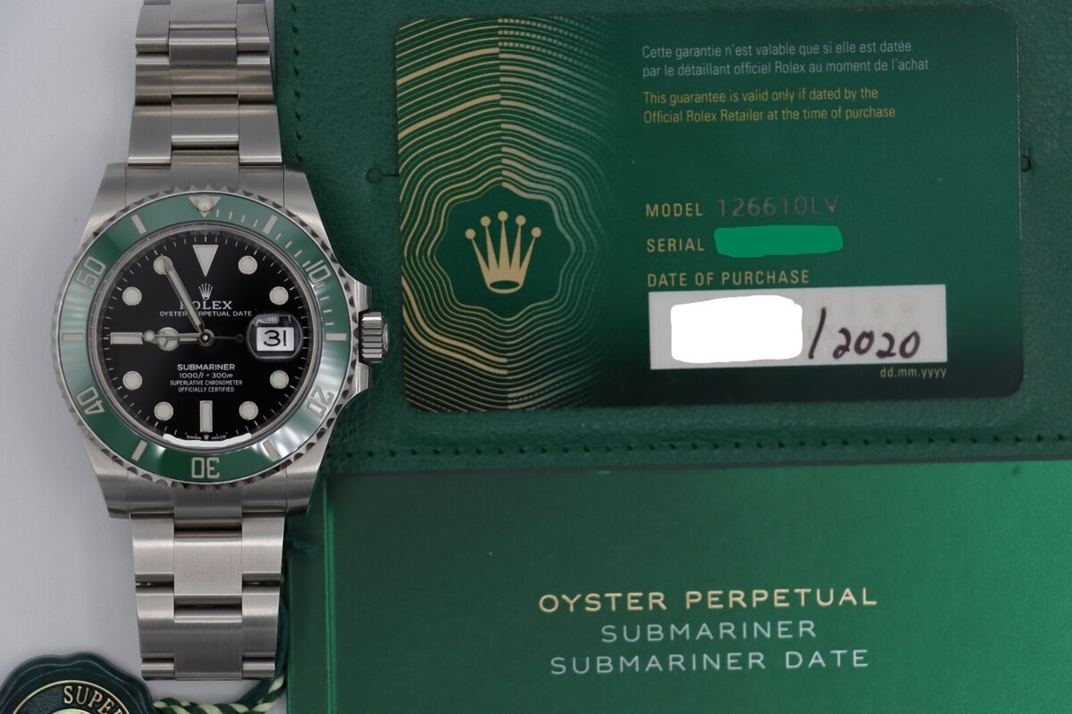 BNIB Rolex Submariner Date Ceramic Green Bezel 126610LV 41MM Box