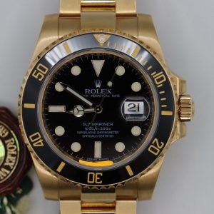 Rolex Submariner 116618LN Black Dial & Bezel Oyster Band 18K Unpolished Patina