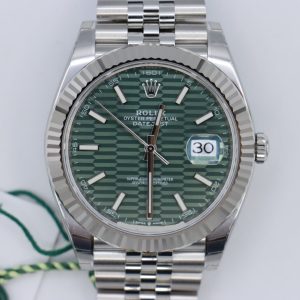 Rolex Datejust 41 126334 Motif Green Fluted Dial Jubilee Band FULLY STICKERED 2023