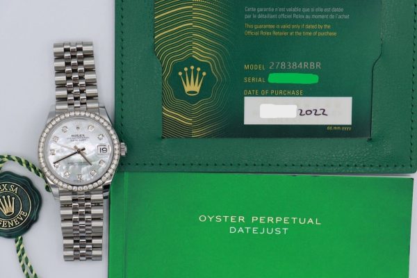 Rolex Datejust 31 278384RBR Mother of Pearl Diamond Dial Jubilee Band Year 2022 - Image 9