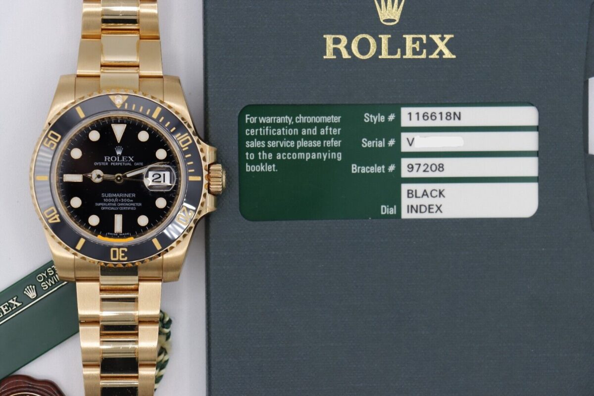 Rolex Submariner 116618LN  Black Dial & Bezel Oyster Band 18K Unpolished Patina - Image 9