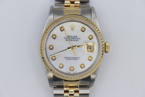Rolex Datejust 16233 Mother of Pearl Diamond Dial Jubilee Band Two-Tone 36mm