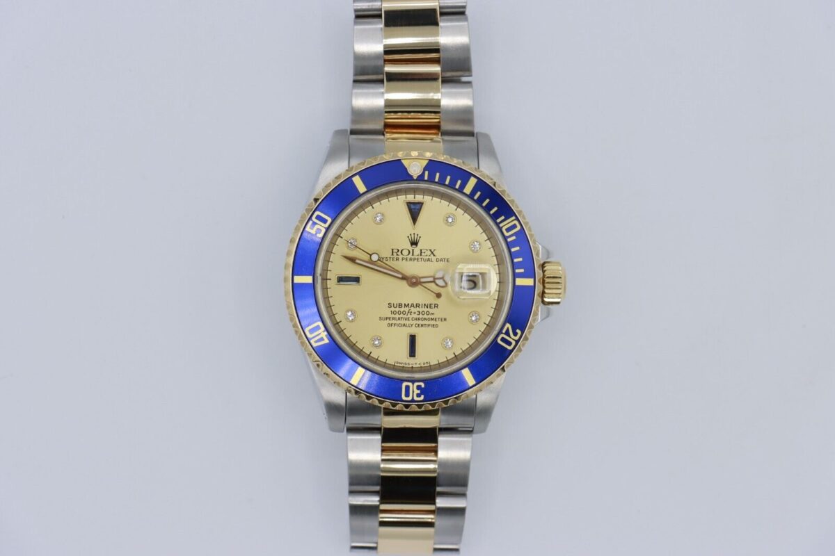 Rolex Submariner 16613 Champagne Serti Dial Two-Tone Oyster Band 40mm Circa 1999 - Image 2