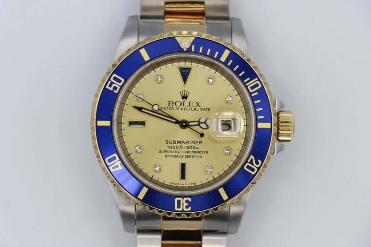 Rolex Submariner 16613 Champagne Serti Dial Two-Tone 40mm Circa 1999