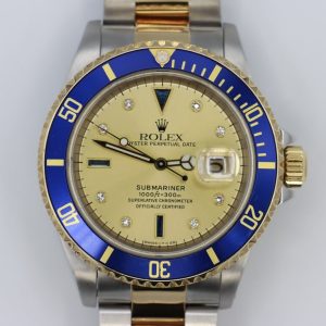 Rolex Submariner 16613 Champagne Serti Dial Two-Tone 40mm Circa 1999