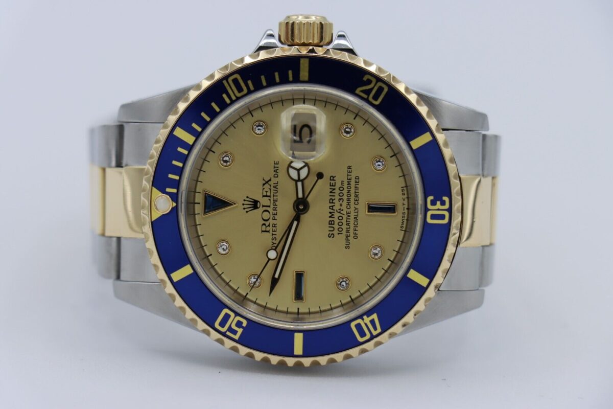 Rolex Submariner 16613 Champagne Serti Dial Two-Tone Oyster Band 40mm Circa 1999 - Image 5
