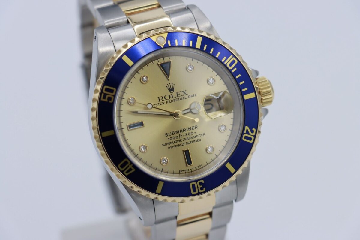 Rolex Submariner 16613 Champagne Serti Dial Two-Tone Oyster Band 40mm Circa 1999 - Image 9