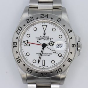 Rolex Explorer II 16570 Polar White Dial Oyster Band 40mm Red Hand Circa 1995