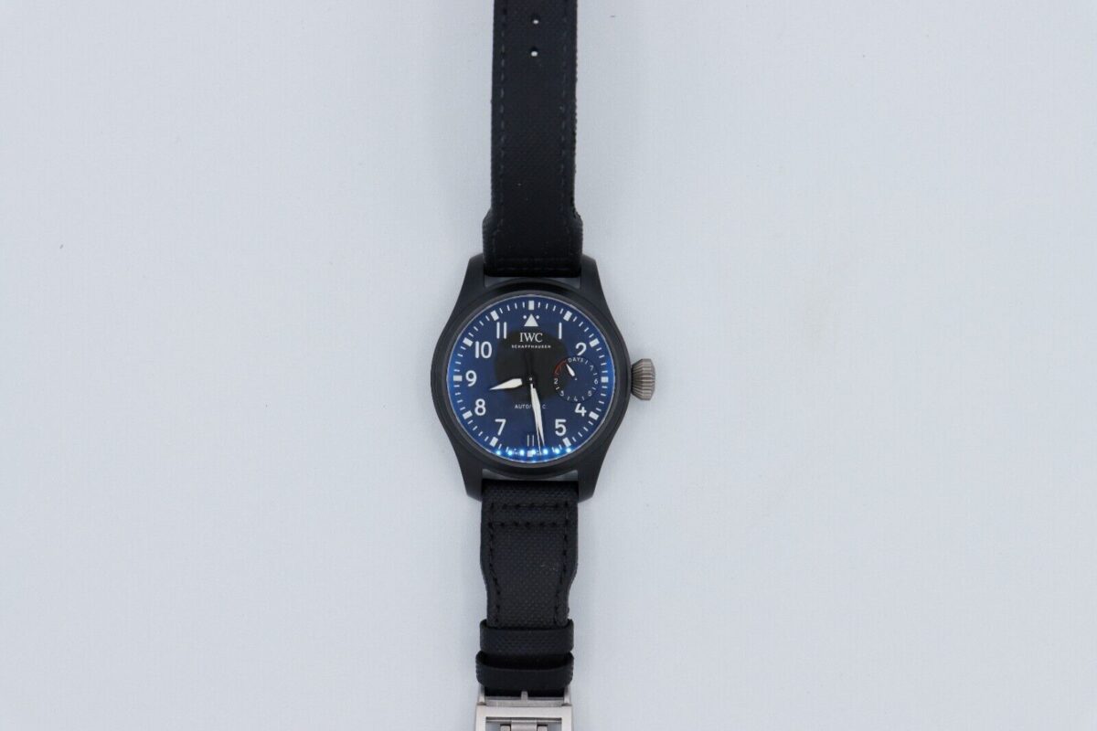 IWC Big Pilot Top Gun IW502001 Black Ceramic Leather Strap 7 Day Power Reserve - Image 3