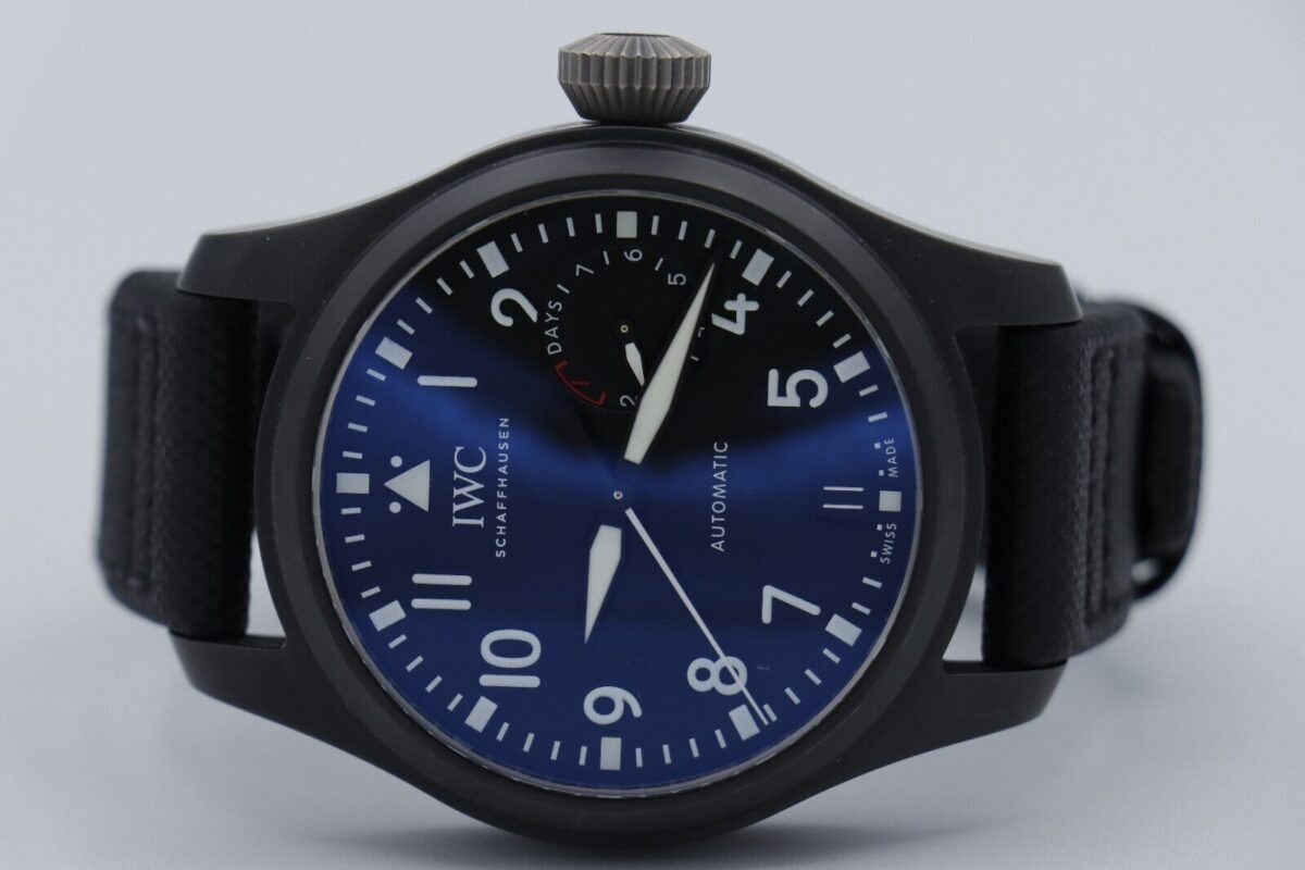IWC Big Pilot Top Gun IW502001 Black Ceramic Leather Strap 7 Day Power Reserve - Image 5