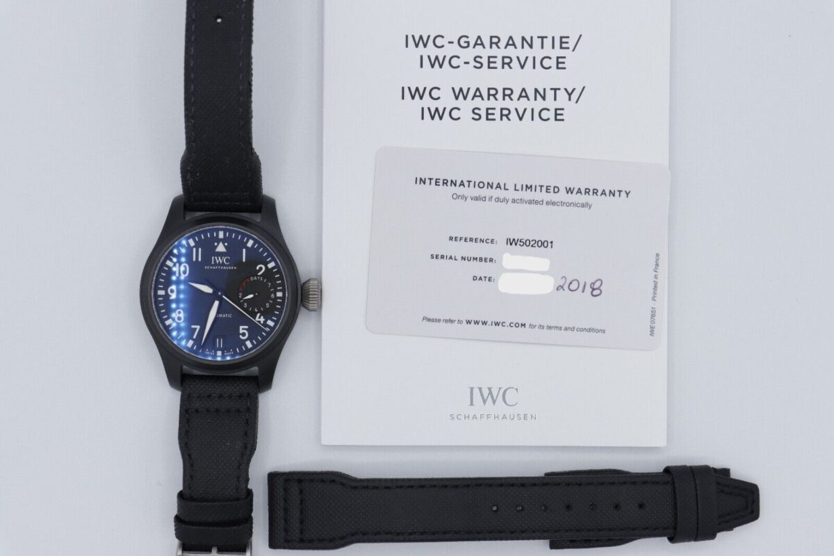 IWC Big Pilot Top Gun IW502001 Black Ceramic Leather Strap 7 Day Power Reserve - Image 9