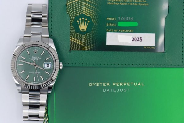 Rolex Datejust 41 126334 Mint Green Dial Oyster Band Box & Papers Year 2023 - Image 9