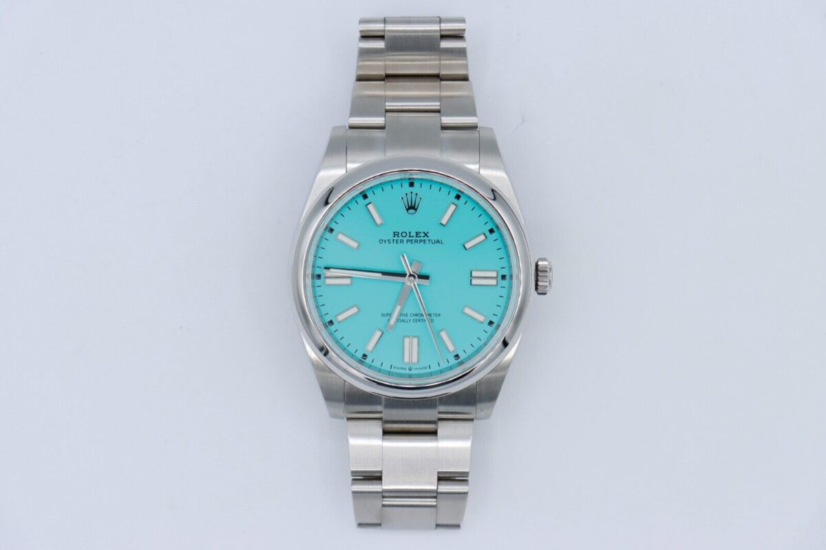 Rolex Oyster Perpetual 41 124300 Custom Turquoise Blue Dial w/Papers Year 2020 - Image 2