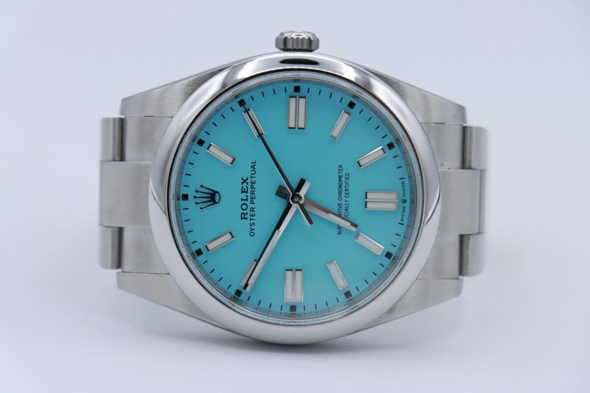 Rolex Oyster Perpetual 41 124300 Custom Turquoise Blue Dial w/Papers Year 2020 - Image 5