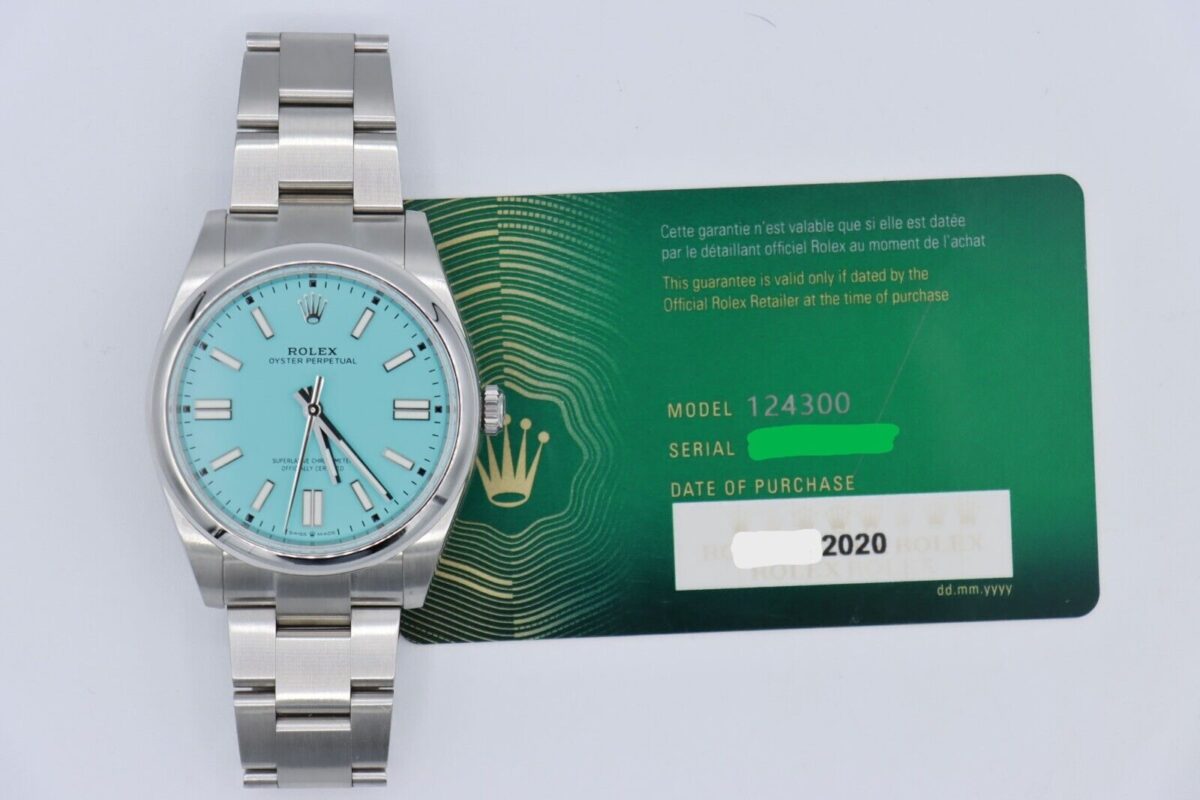 Rolex Oyster Perpetual 41 124300 Custom Turquoise Blue Dial w/Papers Year 2020 - Image 9