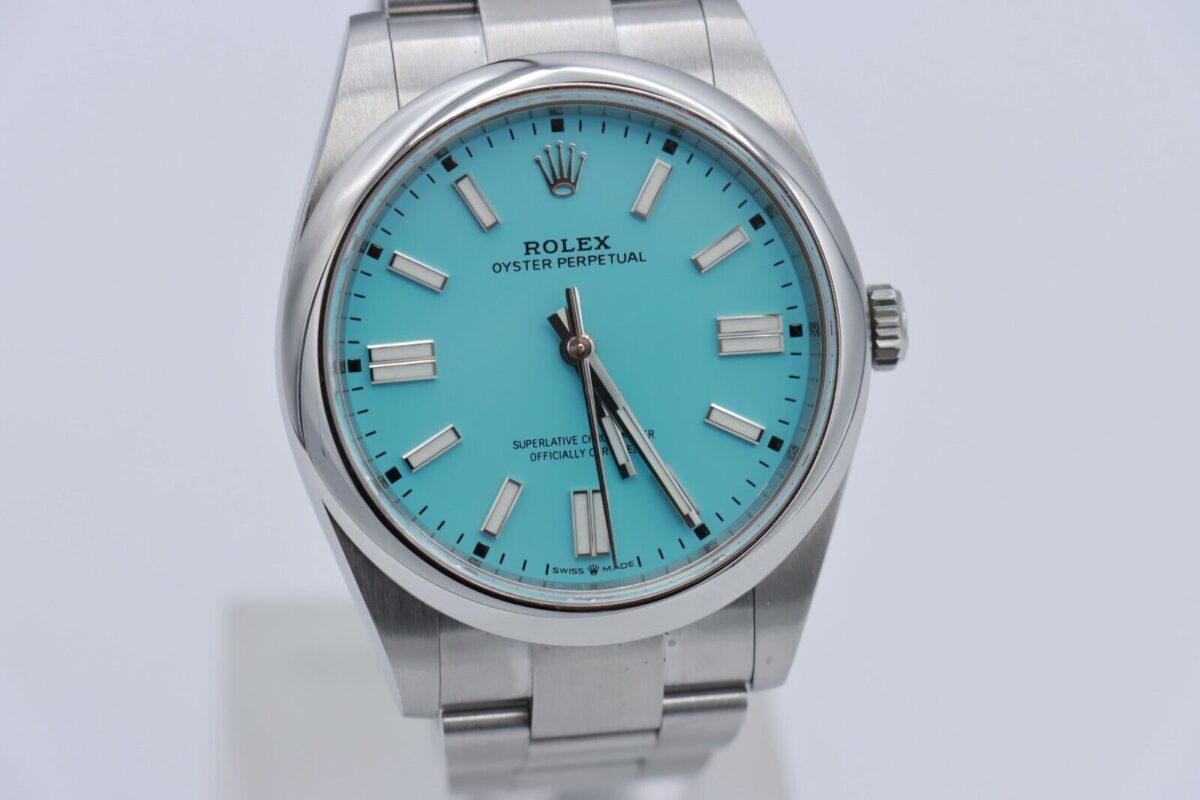 Rolex Oyster Perpetual 41 124300 Custom Turquoise Blue Dial w/Papers Year 2020 - Image 10