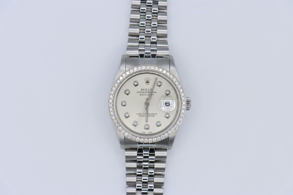 Rolex Datejust 16234 Silver Diamond Dial & Bezel Jubilee Band Circa 2000 - Image 2