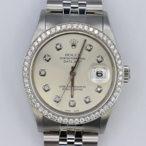 Rolex Datejust 16234 Silver Diamond Dial & Bezel Jubilee Band Circa 2000