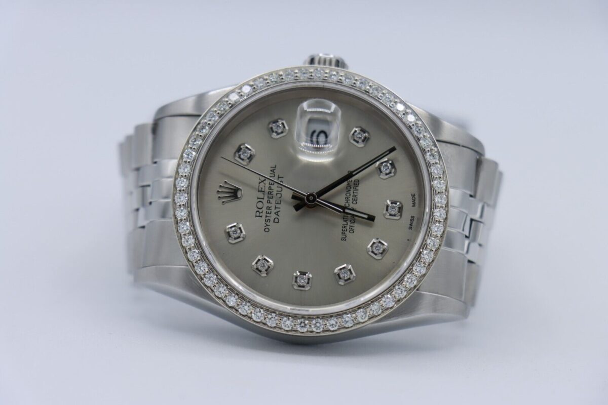 Rolex Datejust 16234 Silver Diamond Dial & Bezel Jubilee Band Circa 2000 - Image 5