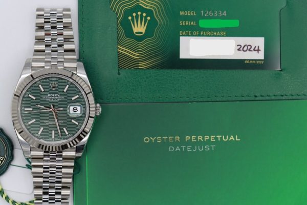 Rolex Datejust 41 126334 Motif Green Fluted Dial Jubilee Band FULLY STICKERED - Image 9