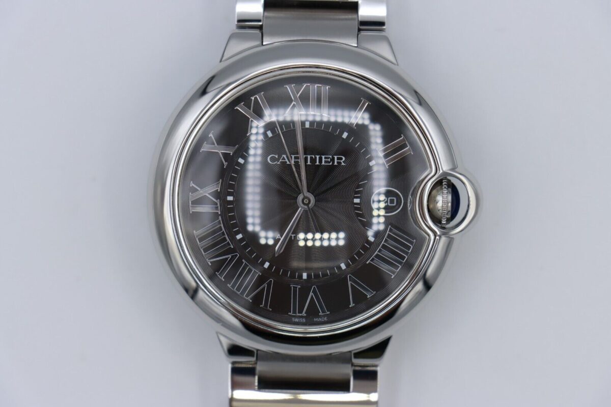 Cartier Ballon Bleu 3765 Black Roman Dial 42mm Stainless Steel Year 2015
