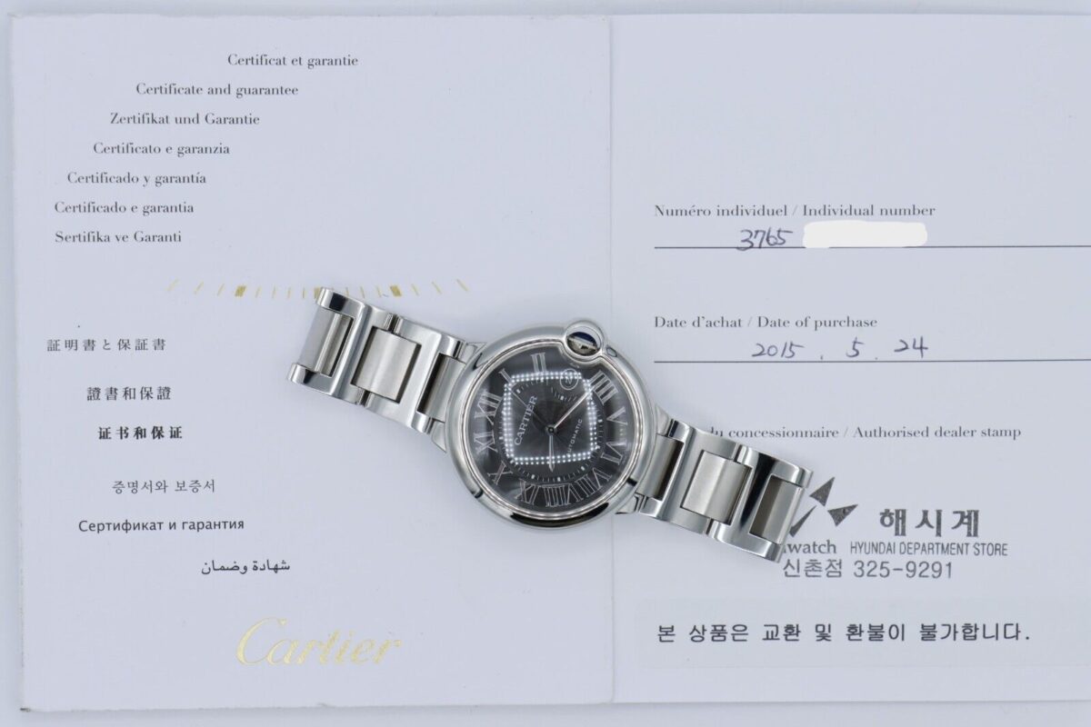 Cartier Ballon Bleu 3765 Black Roman Dial 42mm Stainless Steel Year 2015 - Image 9