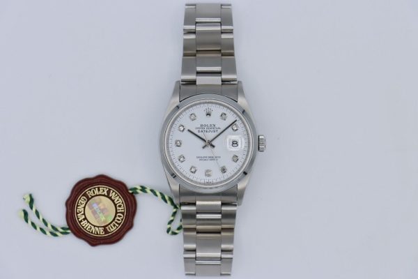 Rolex Datejust 16200 White Diamond Dial Oyster Band Box & Papers Year 2007 - Image 2