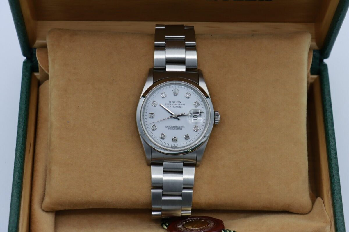 Rolex Datejust 16200 White Diamond Dial Oyster Band Box & Papers Year 2007 - Image 9