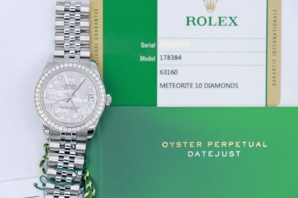 Rolex Midsize Datejust 178384 Meteorite Diamond Dial & Bezel Jubilee Band 31mm - Image 9