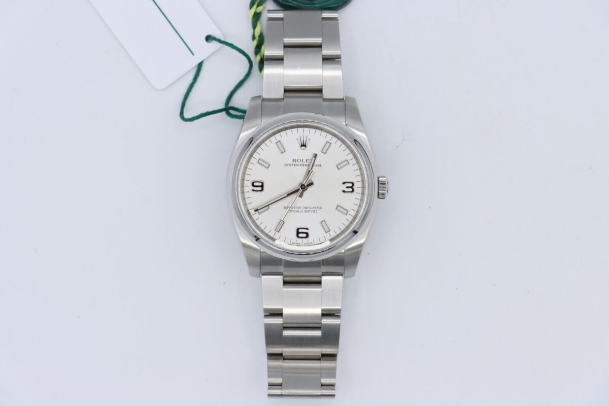 Rolex Oyster Perpetual 114200 Silver Arabic Dial 34mm Box & Papers Year 2017 - Image 2