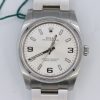 Rolex Oyster Perpetual 114200 Silver Arabic Dial 34mm Box & Papers Year 2017