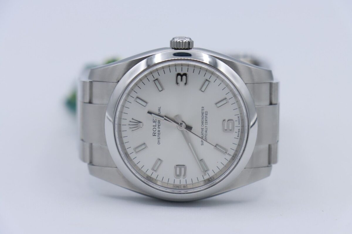 Rolex Oyster Perpetual 114200 Silver Arabic Dial 34mm Box & Papers Year 2017 - Image 5