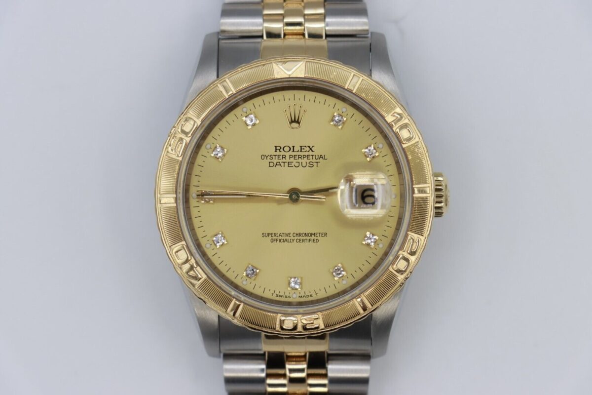 Rolex Datejust 16263 Champagne Diamond Dial Turn-O-Graph Jubilee Band Circa 1991