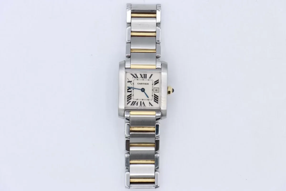 Cartier Tank Francaise 2384 White Roman Dial Two-Tone Quartz 20mm Ladies Size - Image 2