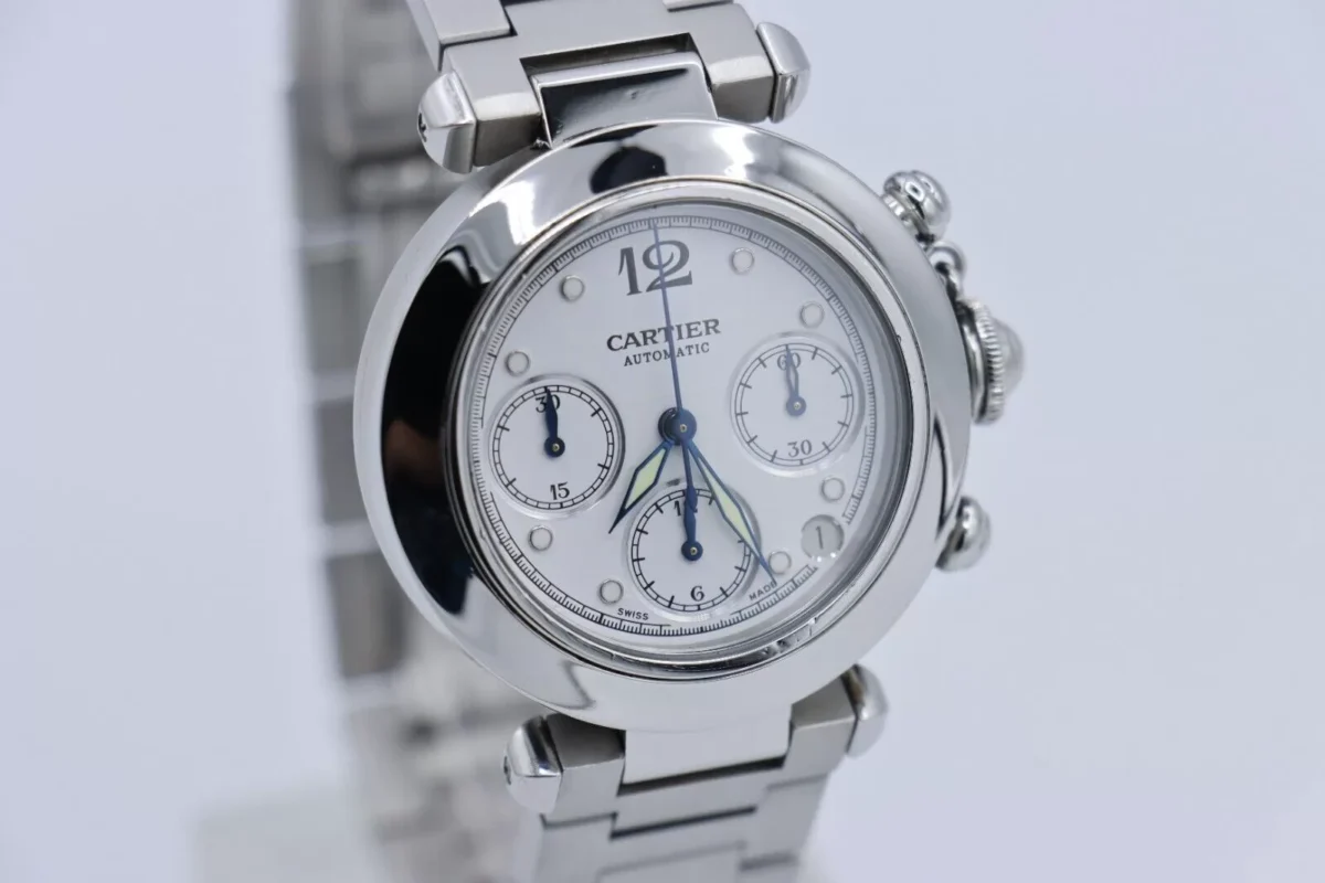 Cartier Pasha C 2412 Chronograph White Dial Stainless Steel 36mm Automatic - Image 9