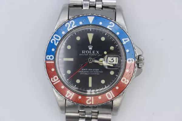 Vintage Rolex GMT-Master 1675 Pepsi Matte Black Dial Jubilee Oval Band Circa 1963