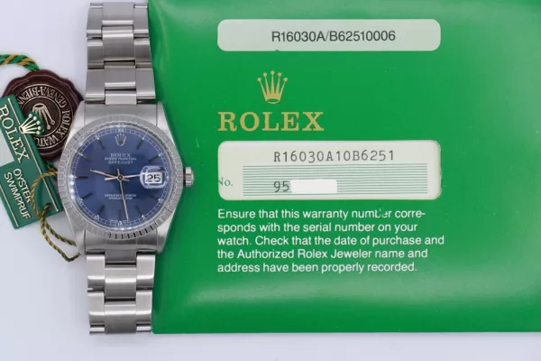Rolex Datejust 16030 Silver Stick Dial Oyster Band Box & Papers Year 1987 - Image 11