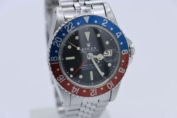 Rolex GMT-Master 1675 Pepsi Matte Black Dial Jubilee Oval Band Circa 1963 - Image 9