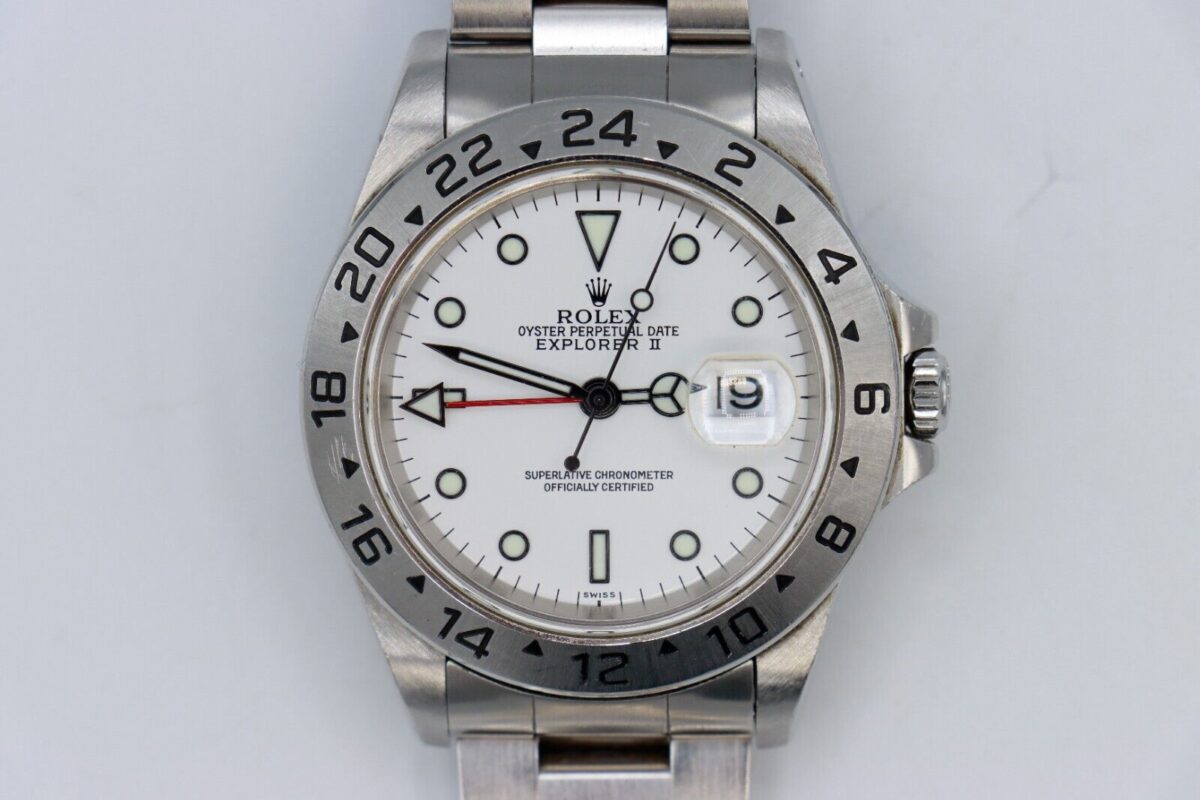 Rolex Explorer II 16570 Polar White Swiss Only Dial Oyster Band 40mm Circa 1999