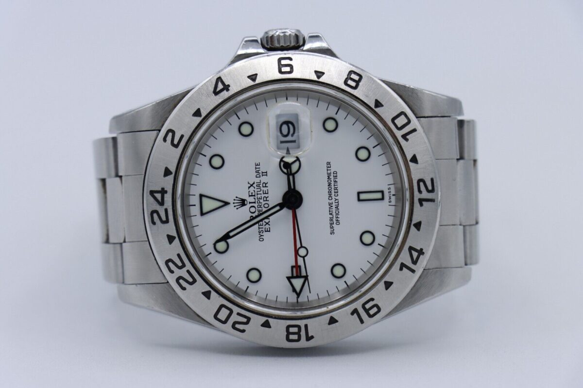Rolex Explorer II 16570 Polar White Swiss Only Dial Oyster Band 40mm Circa 1999