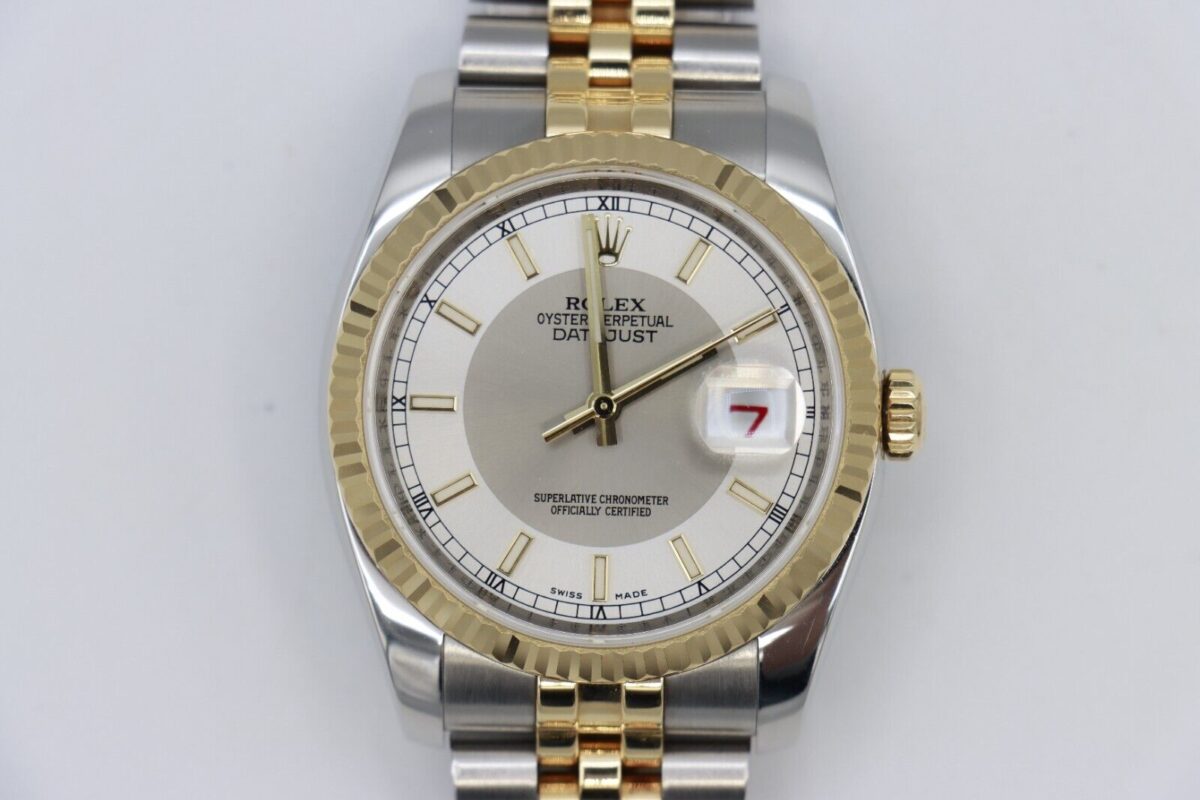 Rolex Datejust 116233 Silver Tuxedo Dial Two-Tone Jubilee Band 36mm Circa 2009