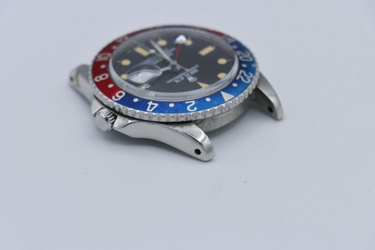 Vintage Rolex GMT-Master 1675 Pepsi Matte Black Dial Oyster Rivet Band Circa 1963