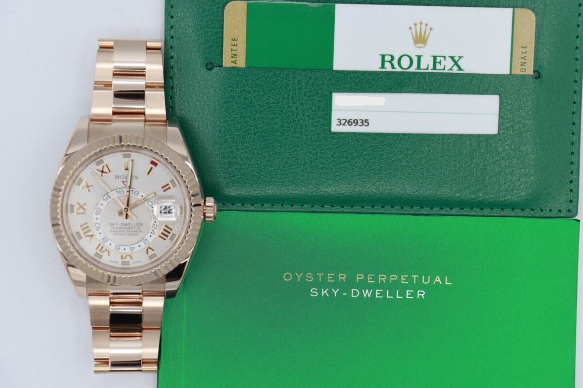 Rolex Sky-Dweller 326935 Sundust Roman Dial 18K Everose Oyster Band Year 2015